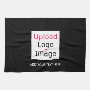 Add Your Logo and Custom Text Modern Business Chic Tea Towel