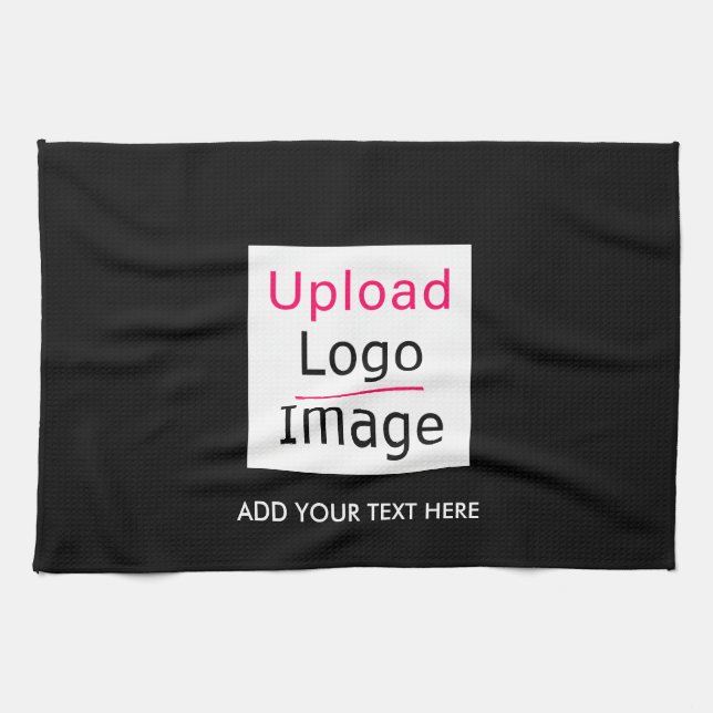 Add Your Logo and Custom Text Modern Business Chic Tea Towel (Horizontal)