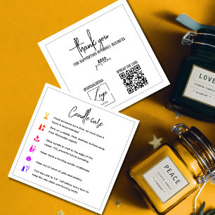 Add your logo and qr code Candle care thank you Card