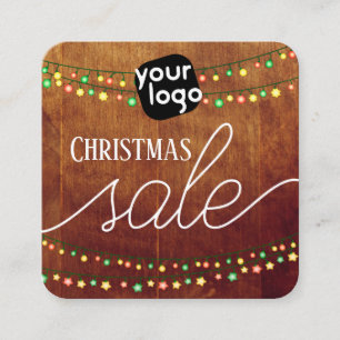   Add Your Logo And QR Code Elegant Christmas Sale Square Business Card