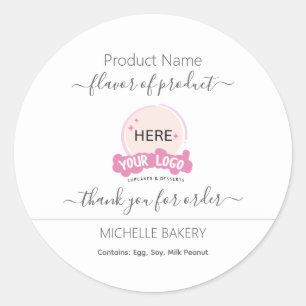 Add your logo Bakery Product name Classic Round Sticker