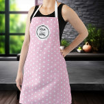 Add Your Logo Baking Cooking Pink Apron<br><div class="desc">Discover the charm of our custom cooking apron. Uniquely designed with a pink background and vintage polka dot pattern, this apron is truly one-of-a-kind. Customise the colour to suit your personal style or match your kitchen decor, and make it your own with your logo. This apron isn't just a kitchen...</div>