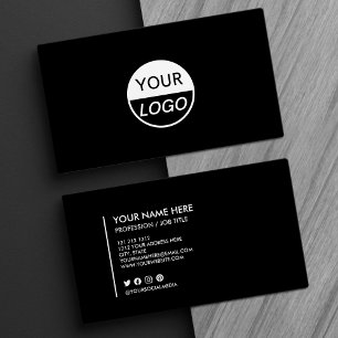 Add Your Logo Black and White Minimalist Business  Card