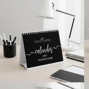 Add your logo Black and white minimalist Calendar
