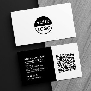 Add Your Logo Black and White Professional Busines Business Card