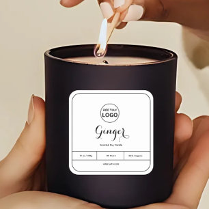 Add Your Logo Black Border Candle Label