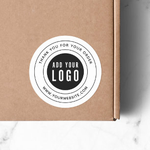 Add Your Logo Black Border Thank You Classic Round Sticker