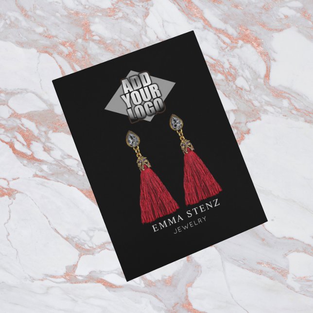 Add Your Logo Black Earring Jewellery Display Card (Creator Uploaded)