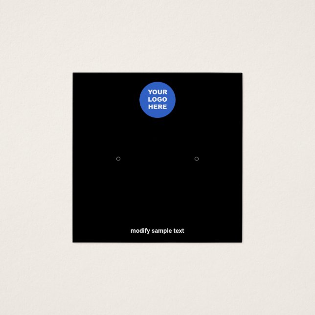 Add Your Logo Black  Stud Earring Display Card (Front)