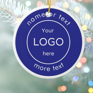 Add your logo blue Business Christmas Ornament