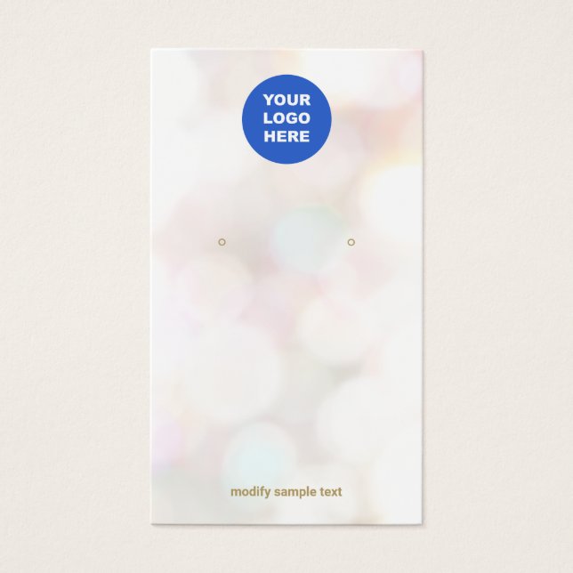 Add Your Logo Bokeh Earring Display Card (Front)