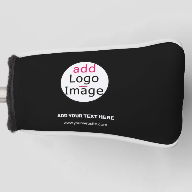 Add Your Logo Business Chic Customisable Black  Golf Head Cover (Front)