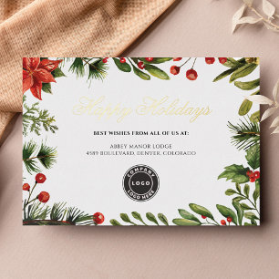 Add Your Logo Business Christmas Gold Foil Holiday Card
