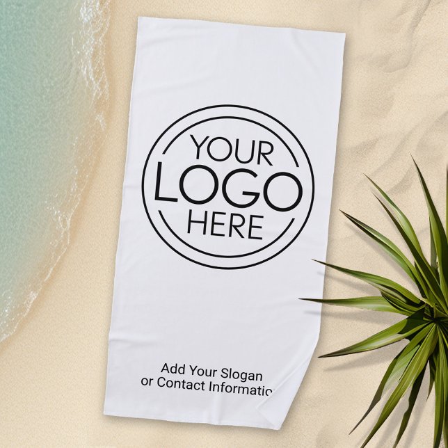 Add Your Logo Business Corporate Modern Minimalist Beach Towel (Personalized Beach Towel - make a splash when you add your logo to this promotional product)