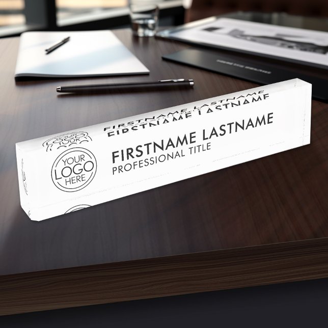 Add Your Logo Business Corporate Modern Minimalist Nameplate (Personalized Name Plate With Your Logo Here)