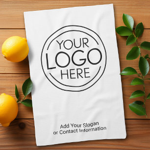 Add Your Logo Business Corporate Modern Minimalist Tea Towel