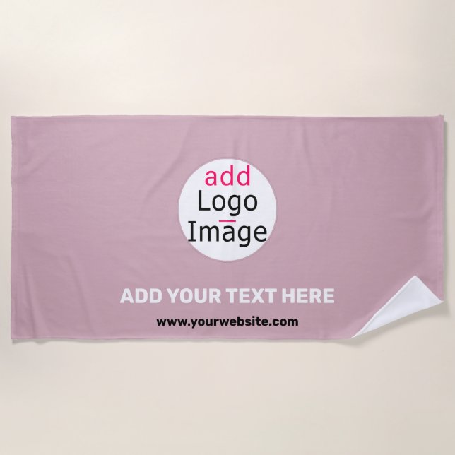 Add Your Logo Business Customisable Dusty Rose Hue Beach Towel (Front)