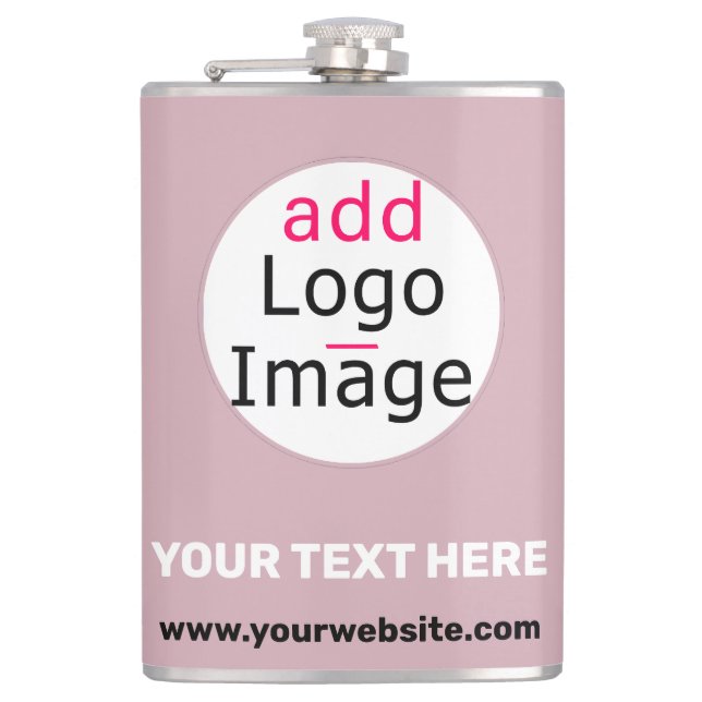 Add Your Logo Business Customisable Dusty Rose Hue Hip Flask (Front)