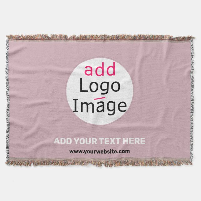 Add Your Logo Business Customisable Dusty Rose Hue Throw Blanket (Front)