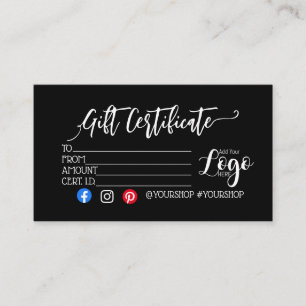 ADD YOUR LOGO Business gift certificate marketing