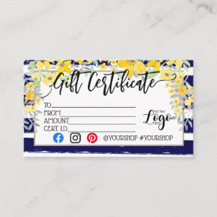 ADD YOUR LOGO Business gift certificate marketing