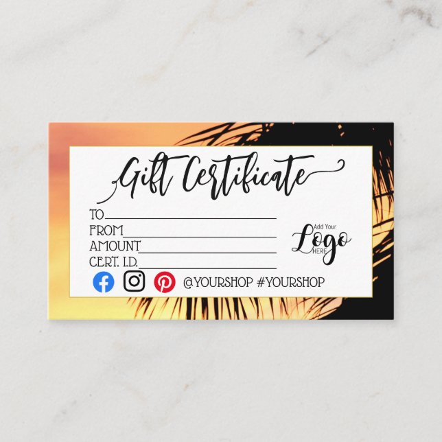 ADD YOUR LOGO Business gift certificate marketing (Front)