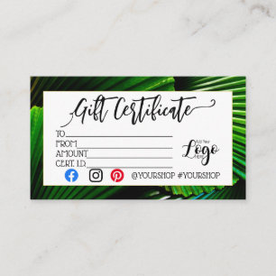 ADD YOUR LOGO Business gift certificate marketing