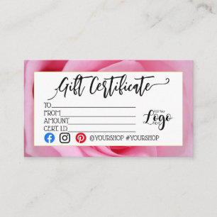ADD YOUR LOGO Business gift certificate marketing