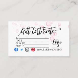 ADD YOUR LOGO Business gift certificate marketing