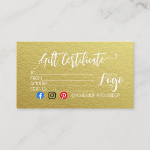 ADD YOUR LOGO Business gift certificate marketing