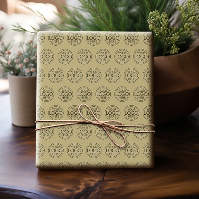 Add Your Logo - Business Minimalist Gold Wrapping Paper (Personalized Logo Wrapping Paper)