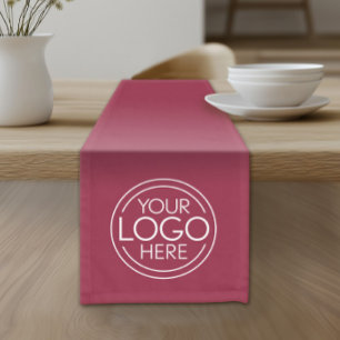 Add Your Logo Business Modern Minimalist Burgundy Short Table Runner