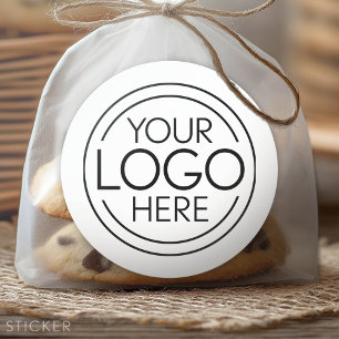 Add Your Logo Business Modern Minimalist - White Classic Round Sticker
