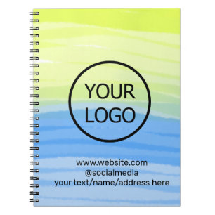 add your logo business name text watercolor addres notebook