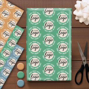 Add Your Logo Business with Text Around Logo Wrapping Paper Sheet