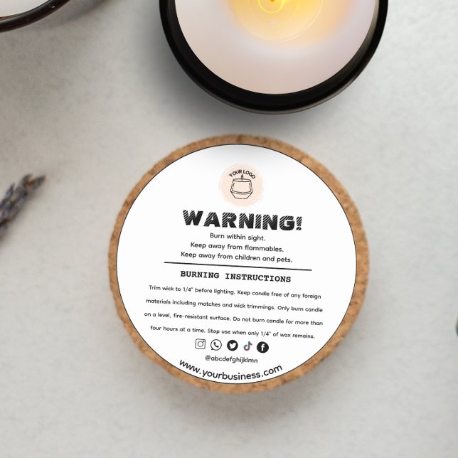 Add your Logo Candle  Warning Label template (Creator Uploaded)