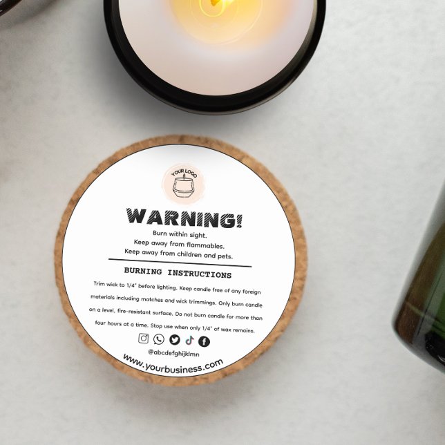 Add your Logo Candle  Warning Label template (Creator Uploaded)