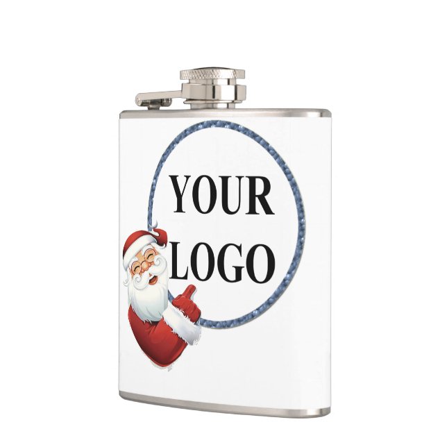 Add Your Logo Christmas Holiday Hip Flask (Left)
