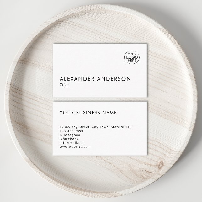 Add Your Logo Clean Black And White Typography  Business Card (Add Your Logo Clean Black And White Typography Business Card)