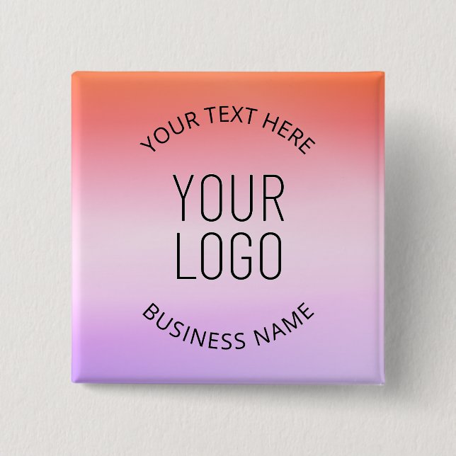 Add Your Logo | Colourful Sunset Gradient Colours  15 Cm Square Badge (Front)