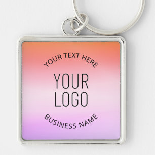 Add Your Logo   Colourful Sunset Gradient Colours  Key Ring