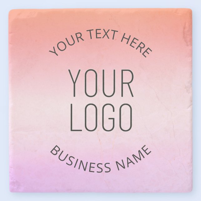 Add Your Logo | Colourful Sunset Gradient Colours  Stone Coaster (Creator Uploaded)