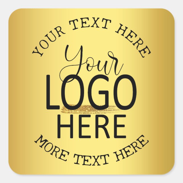 Add Your Logo Create Your Own Small Business Gold Square Sticker (Front)