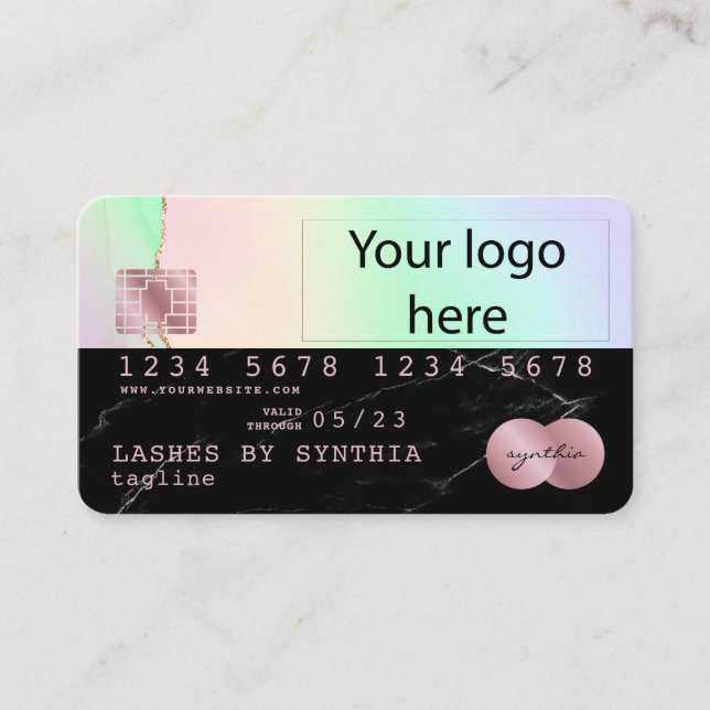add your logo Credit Card Black Marble unicorn (Front)
