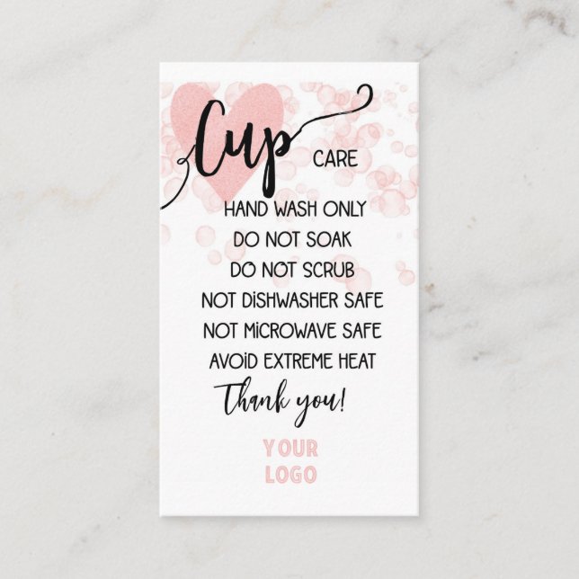 ADD YOUR LOGO CUP CARE CARDS (Front)