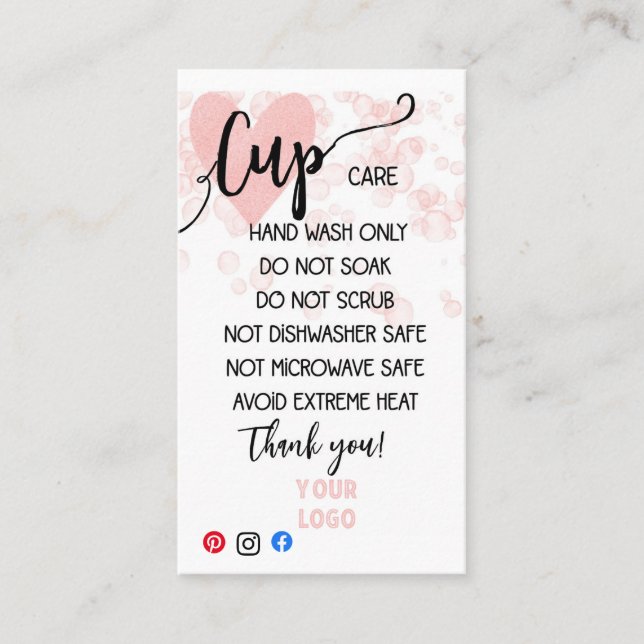 ADD YOUR LOGO CUP CARE CARDS (Front)