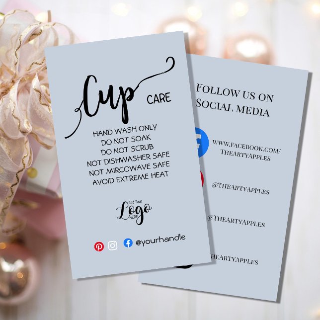 Add Your Logo Cup Care Cards, Custom Vinyl Busines Business Card (Creator Uploaded)
