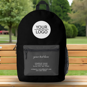 Add your Logo Custom Text Black Company Printed Backpack