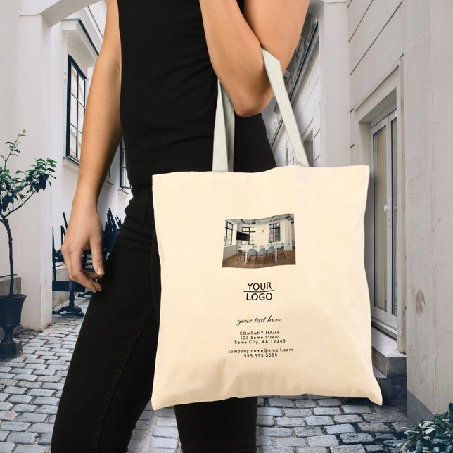 Add your Logo Custom Text Company Photo Tote Bag (Creator Uploaded)
