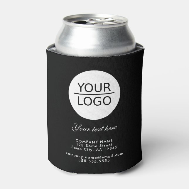 Add your Logo Custom Text Company Promotion Black Can Cooler (Can Front)
